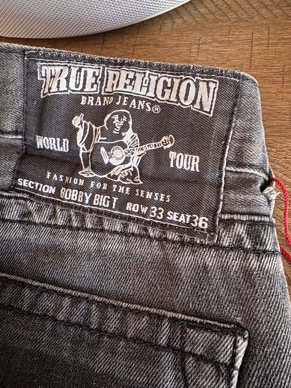 True Religion Bobby Big T Distressed Faded Black Jeans
